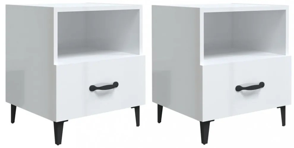 vidaXL 2 db magasfényű fehér szerelt fa éjjeliszekrény