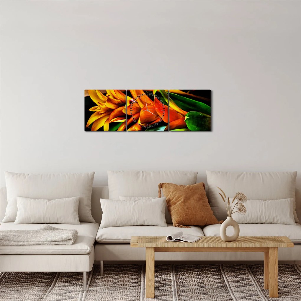 Narancssárga csokor képe (órával) (90x30 cm)