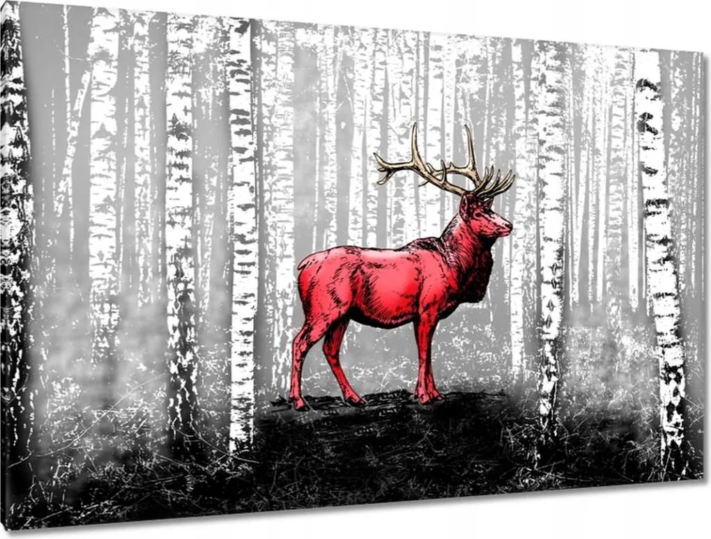 Vászonkép 120x80 Szarvas Nyírfa Erdő