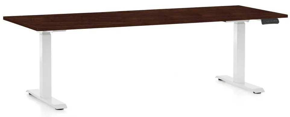 OfficeTech C állítható magasságú asztal, 200 x 80 cm, fehér alap, wenge