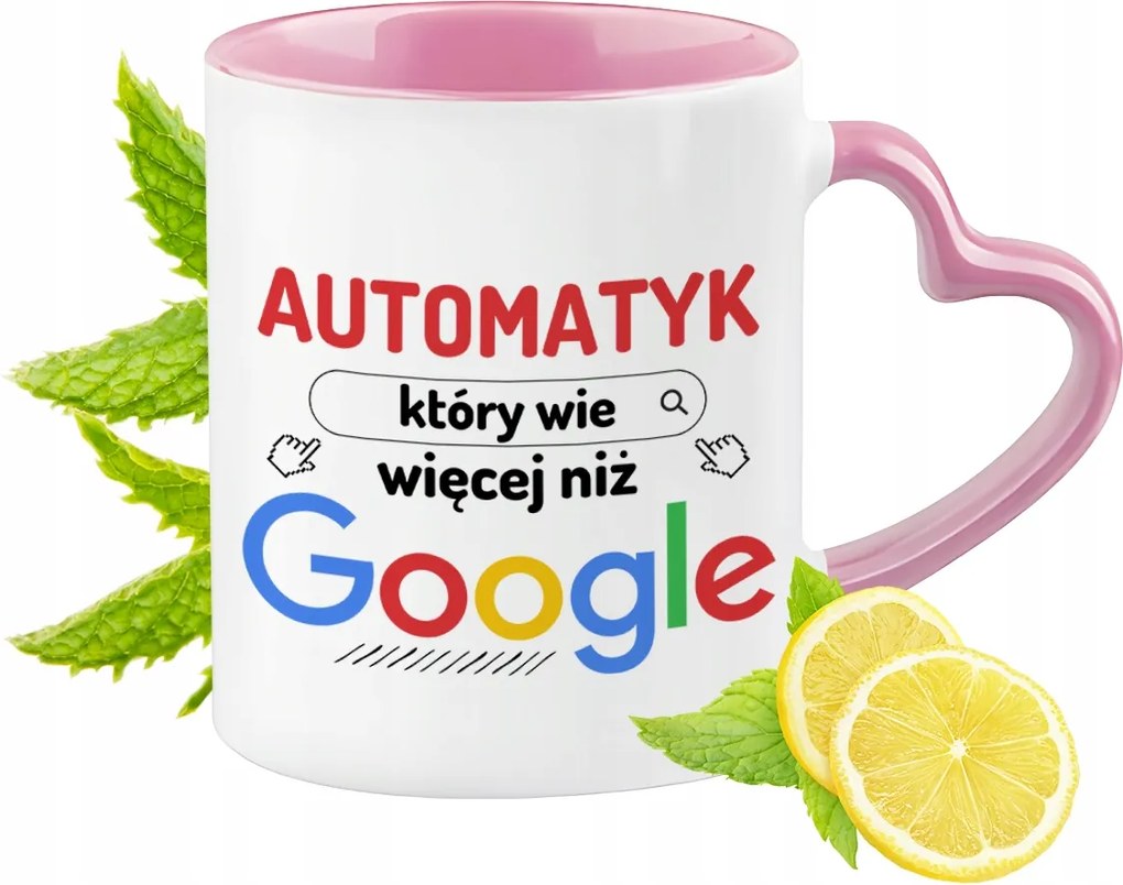 Automata bögre Rózsaszín, szív alakú füllel Kávé ajándék