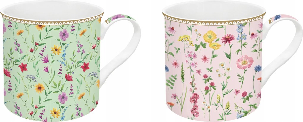 2x bögre két személynek 300 ml minimalizmus színes virágok ajándékba