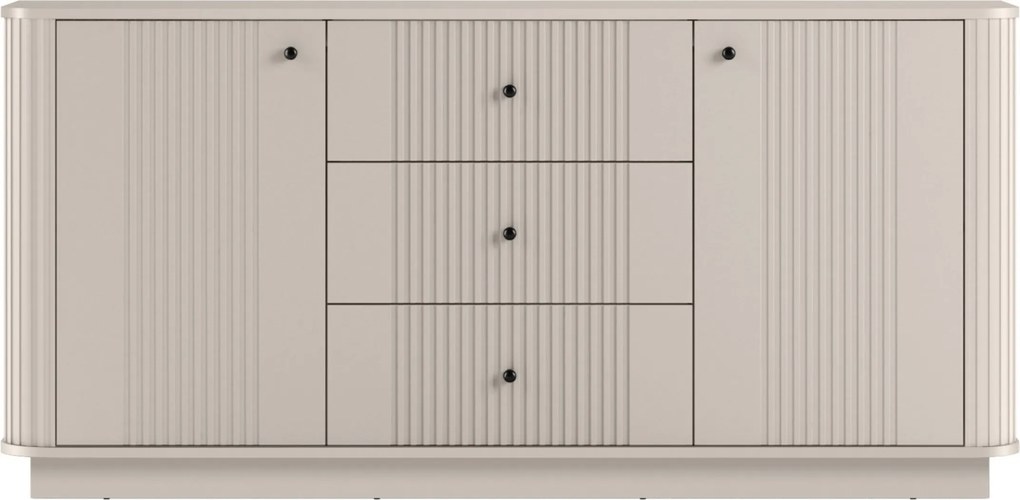 Vesper komód 160 cm fiókokkal lábazaton - kasmír / fekete fogantyúk