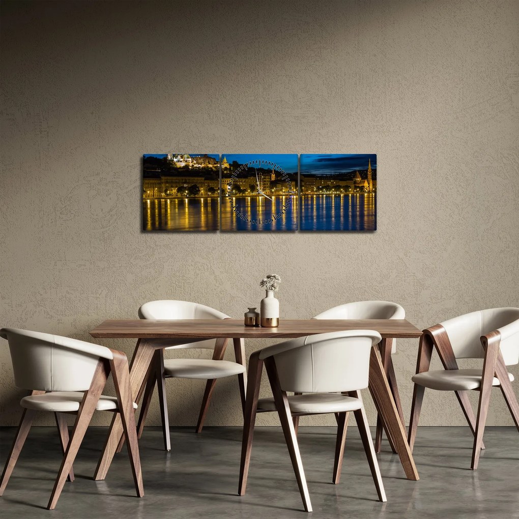 Éjszakai város képe (órával) (90x30 cm)