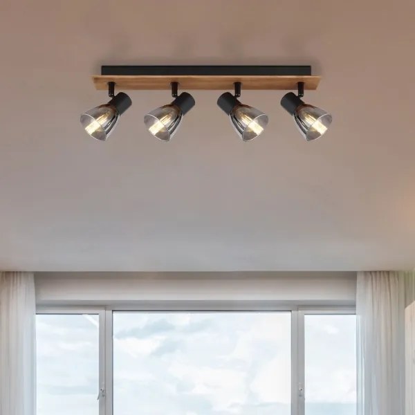 Globo 54307-4W - CLAUDE 4xE14/40W fekete/fa spotlámpa 230V
