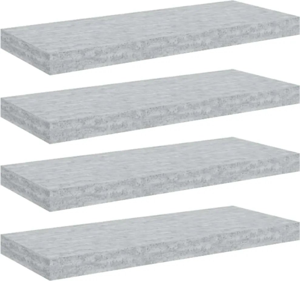 vidaXL 4 db betonszürke MDF lebegő fali polc 60 x 23,5 x 3,8 cm