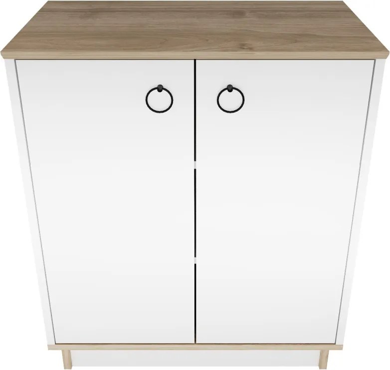 Nüanse komód, fehér-dió, 72 cm