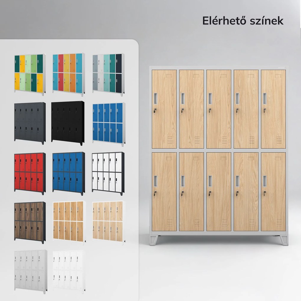 BHP öltözőszekrény 10 ajtós szürke / sonoma tölgy: Eco Design BARTEK 1360 x 1720 x 450 mm