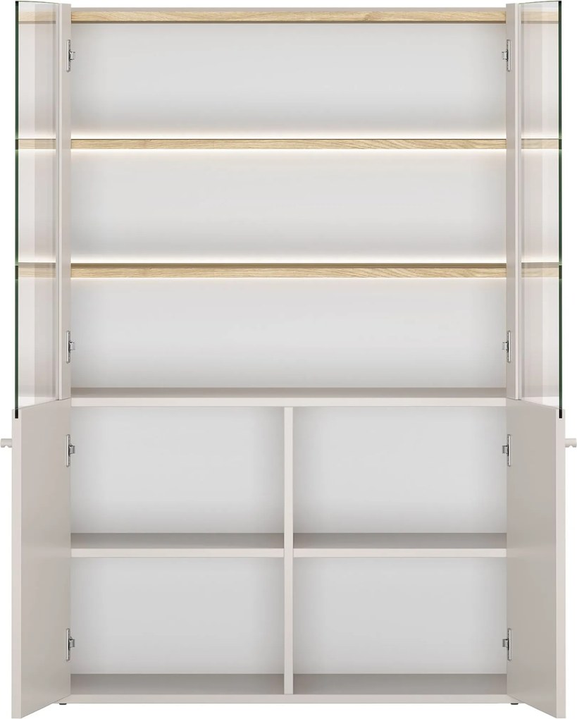 Elivo vitrines szekrény 100 cm kétajtós - kasmír / olajozott tölgy