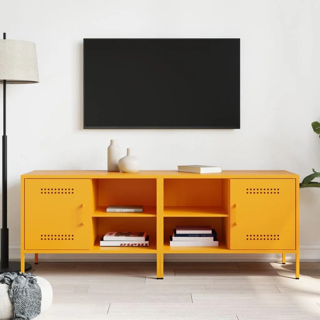 2 db mustársárga acél TV-szekrény 68 x 39 x 50,5 cm