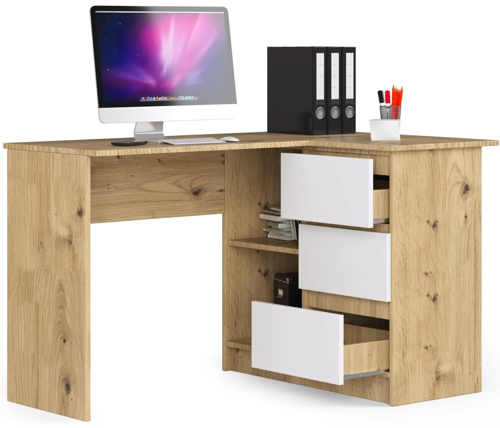 Sarok PC asztal Bodhi (artisan tölgy + fehér) (J). Akció -14%. 1070966
