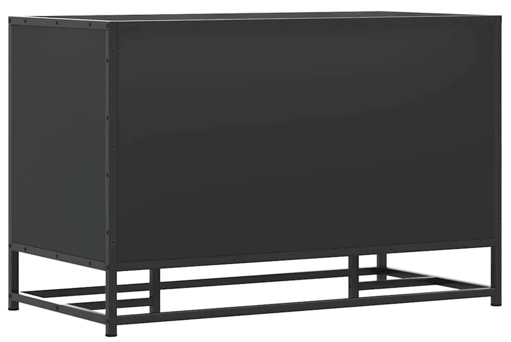 Cipőpad Fekete 80x40x53,5 cm Fából és fémből készült pad