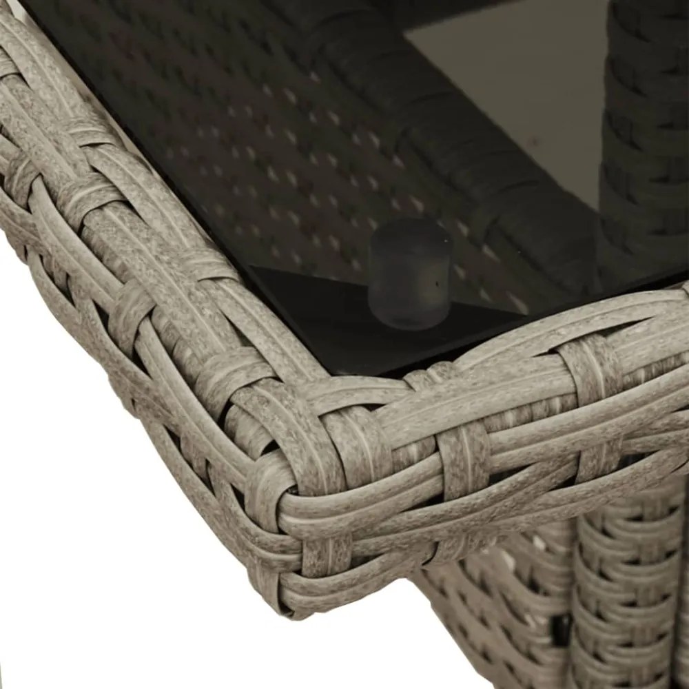 vidaXL 5 részes szürke polyrattan/üveg kerti étkezőgarnitúra párnával