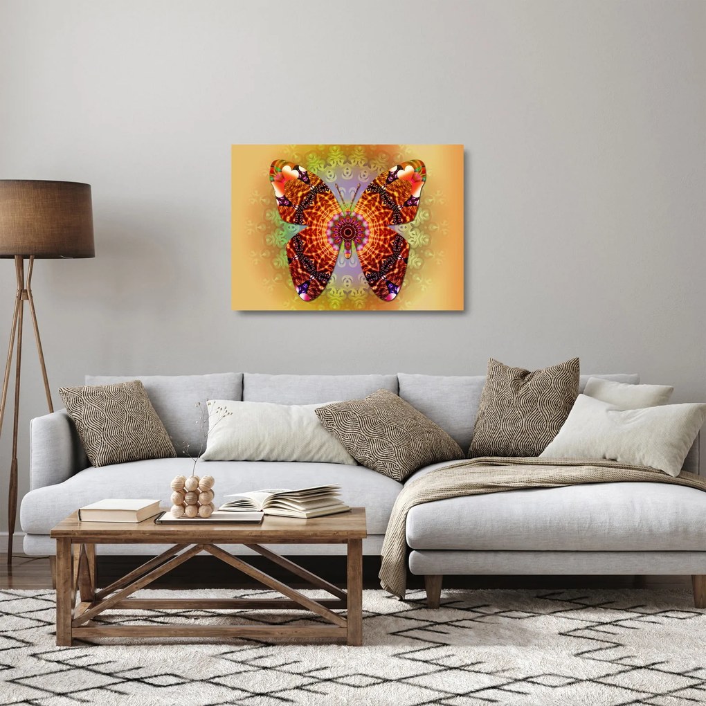 Kép - etno pillangó (üvegen) (70x50 cm)