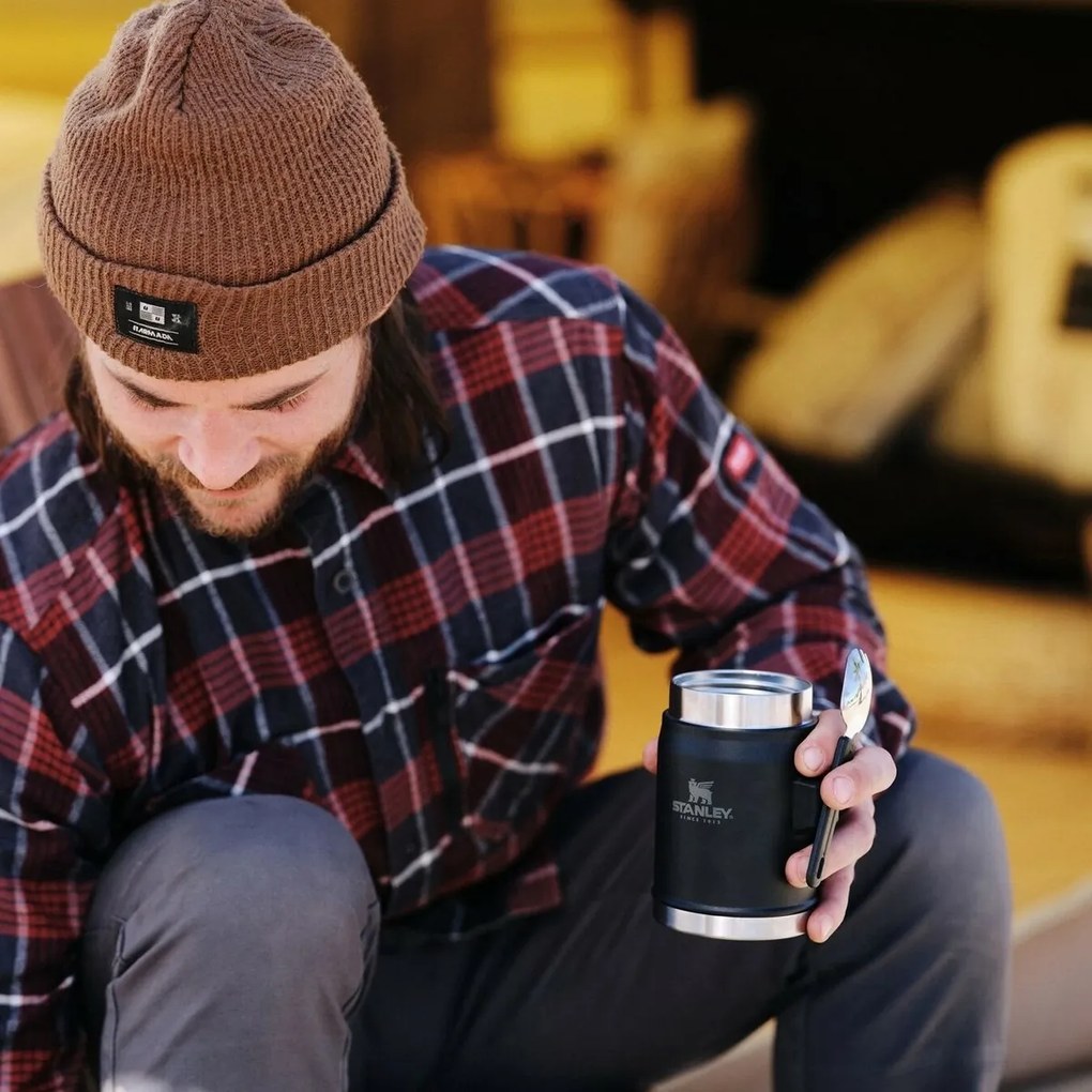 STANLEY 400 ml étkezési termosz kanállal/villával,matt fekete