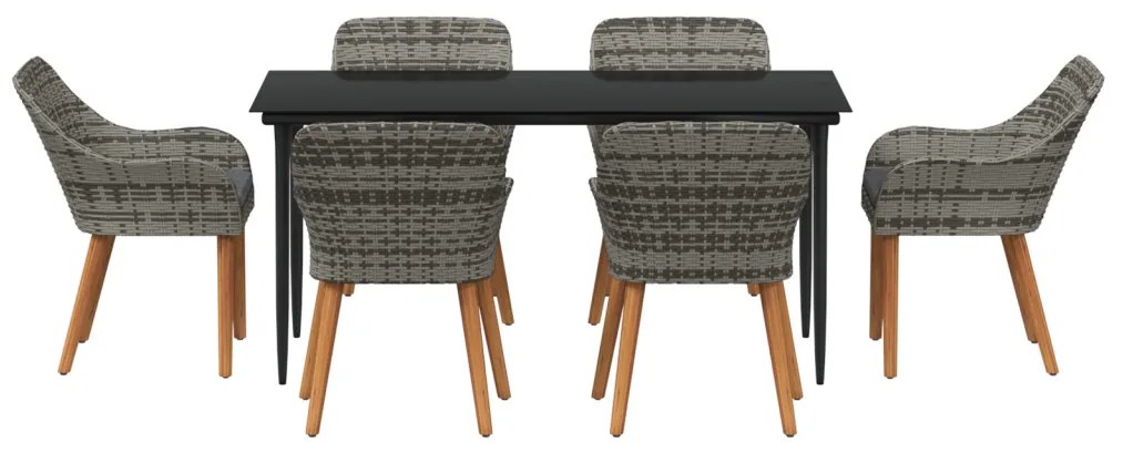 7 részes kerti étkezési garnitúra szürke polyrattan