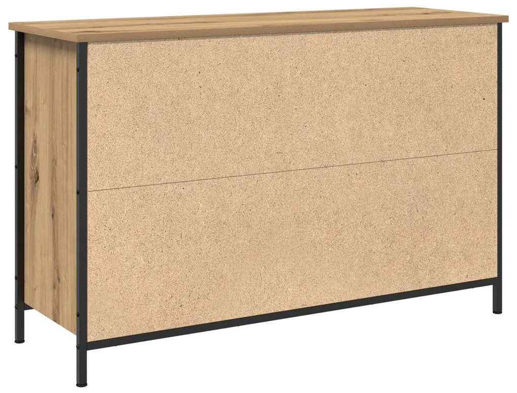 TV Szekrény Fekete Tölgy 101x35x65 cm Műanyag Fa és Acél