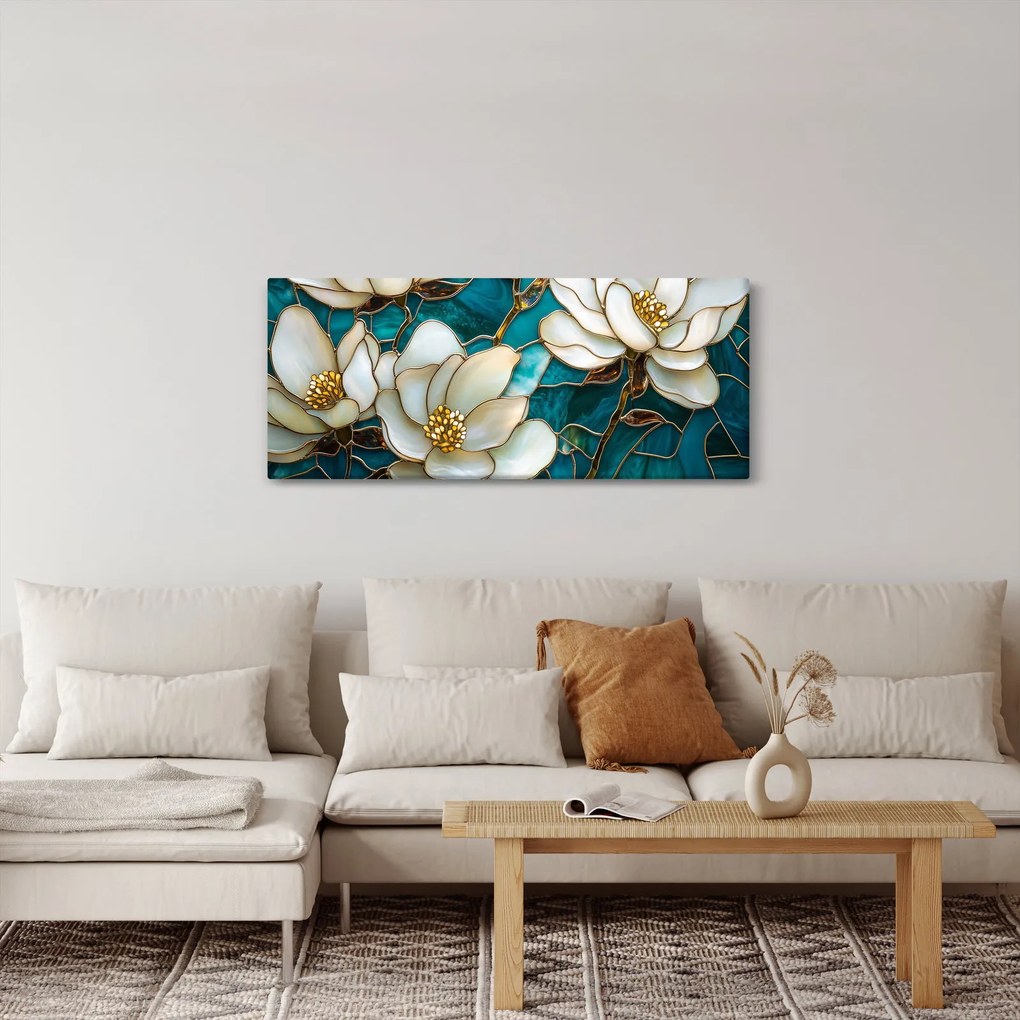 Kép - Ólomüveg magnóliával (120x50 cm)