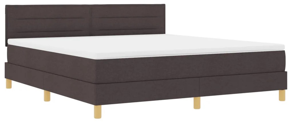 Box Spring Ágy Matraccal & LED Sötétbarna 180x200 cm Szövet