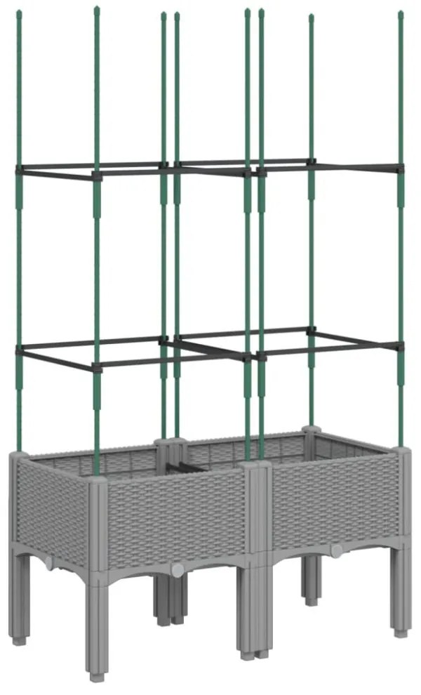 világosszürke PP rácsos kerti ültetőláda 80 x 40 x 142,5 cm