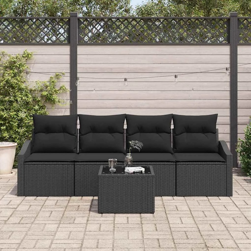 Kerti Kanapé Szett párnával 5 pcs Fekete 55 x 55 x 37 cm