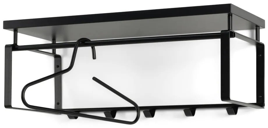 Fekete fém fali fogas polccal 70 cm Rex – Spinder Design