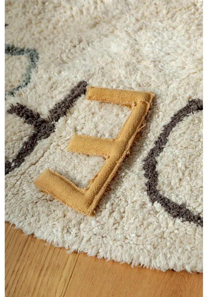 Krémszínű pamut gyerek játszószőnyeg ø120 cm ABC Color and Letters – Lorena Canals