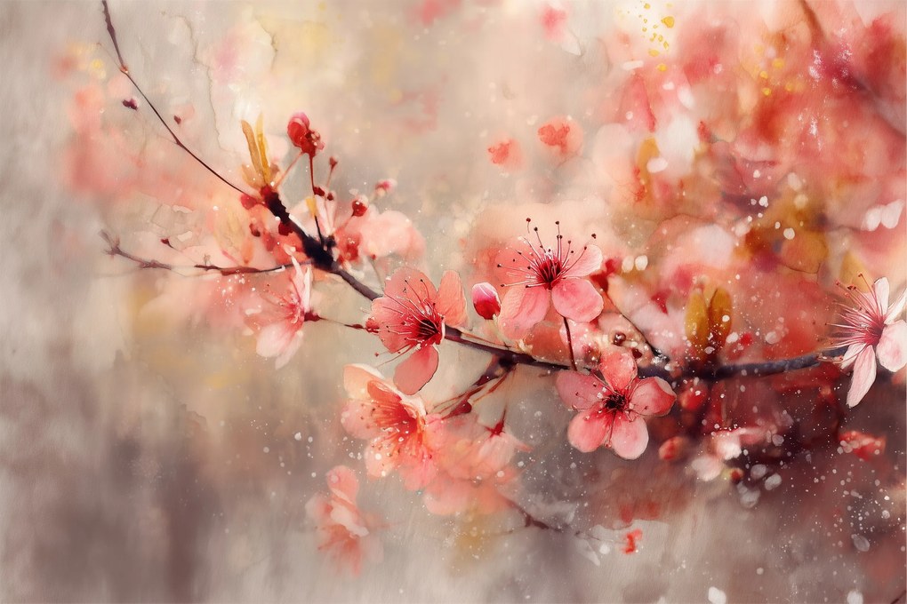 Fotótapéta Flizelina Természet Fa Virágok Cseresznye Sakura Ázsia 254x184 ragasztó