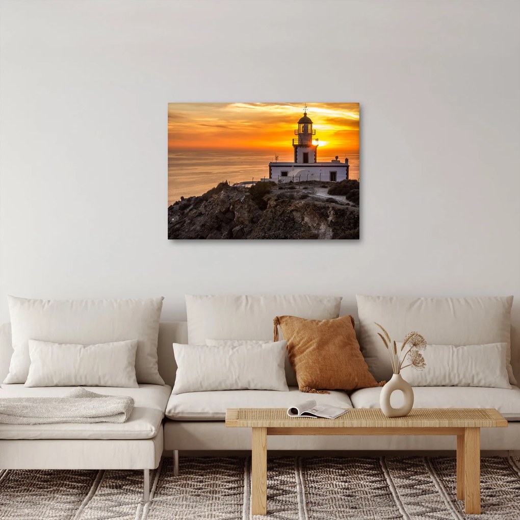 Világítótorony naplementekor képe (70x50 cm)