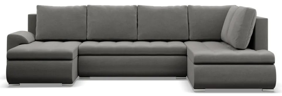 Tokio U sarokkanapé, 3 ágyneműtartóval, bársony, jobboldali, világosszürke