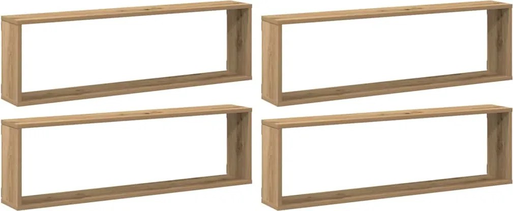 vidaXL 4 db kézműves tölgyszínű szerelt fa fali kockapolc 100x15x30 cm