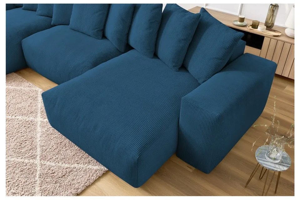 Sötétkék kordbársony sarokkanapé Voltaire – Bobochic Paris