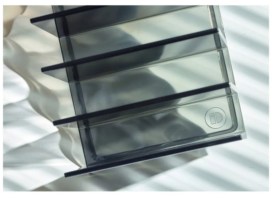 Matt fekete újrahasznosított műanyag fürdőszobai rendszerező kozmetikumokhoz Palette Station – iDesign