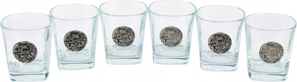 Golden Fox Geo Wild Boar emblémával díszített whiskys pohár 6db