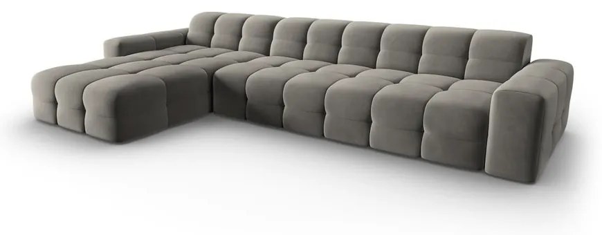 Szürke bársony sarokkanapé (bal oldali) Kendal – Micadoni Home