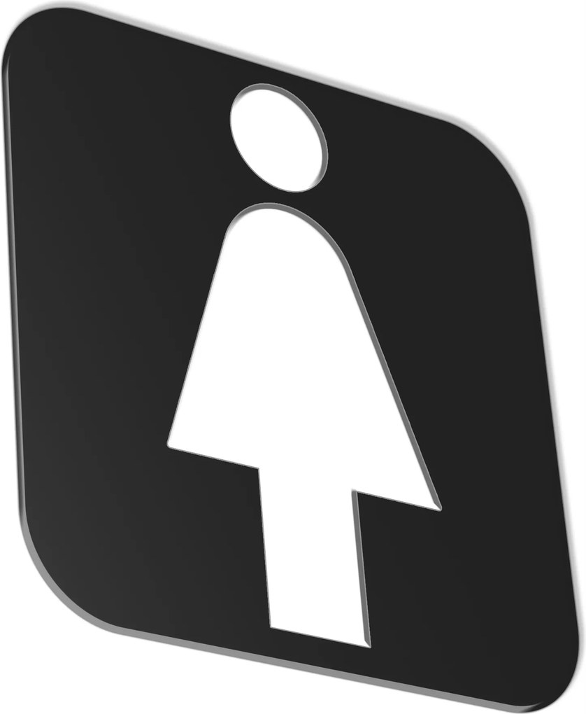 Piktogram ajtóra kicsi Női Wc Mrs. Dibond Fekete 10x10 cm
