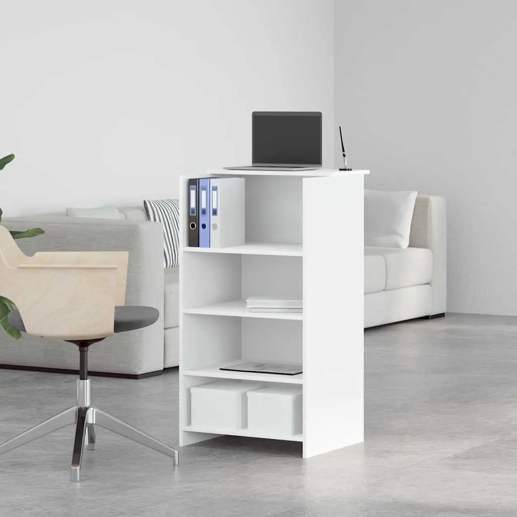 fehér, rétegelt fa recepciósasztal 55 x 50 x 103,5 cm