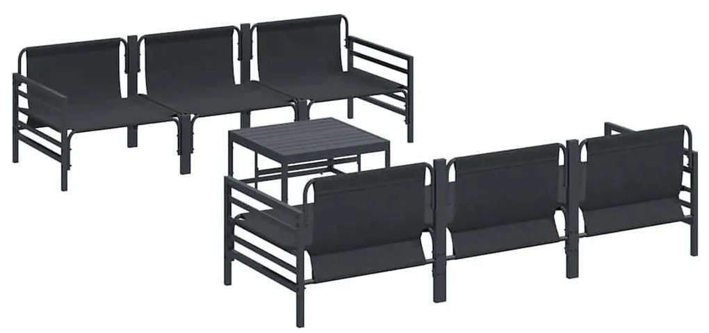 Kerti Kanapé Szett párnával 7 pcs Antracit Acél &amp; Szövet