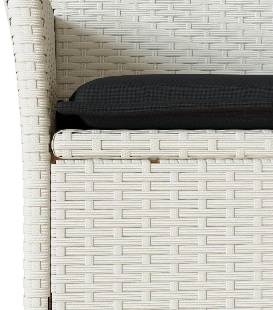 9 részes fehér polyrattan/üveg kerti étkezőgarnitúra párnákkal