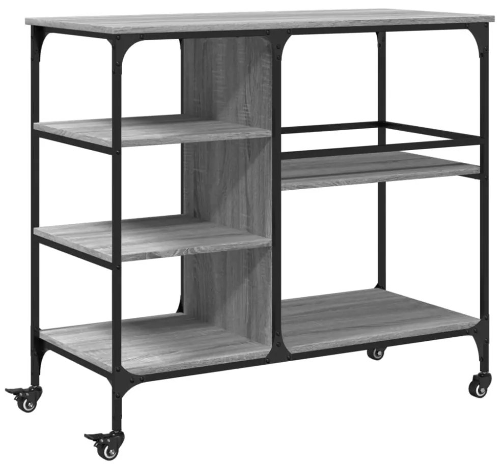 szürke sonoma színű szerelt fa zsúrkocsi 100 x 45 x 89,5 cm