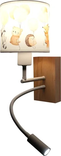 Brilagi - LED Flex. lámpa BOBO WOOD 1xE27/25W/230V + LED/3W tölgy/fehér/állatmintás