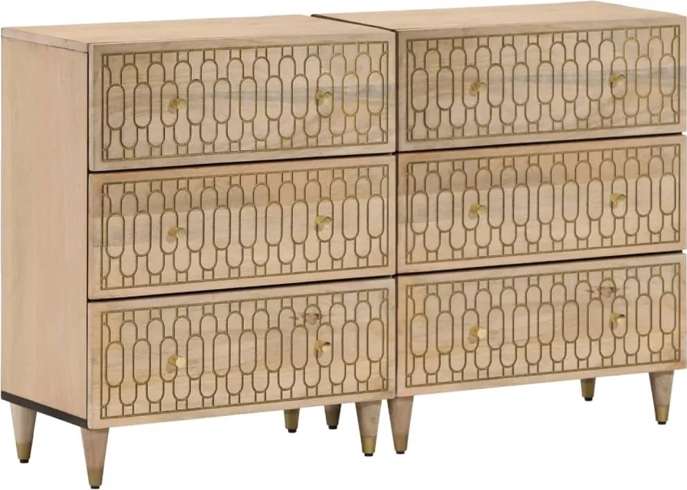 vidaXL 2 db tömör mangófa tálalószekrény 60 x 33 x 75 cm
