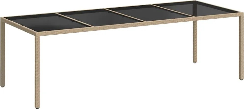 vidaXL bézs polyrattan és edzett üveg kerti asztal 250 x 100 x 75 cm