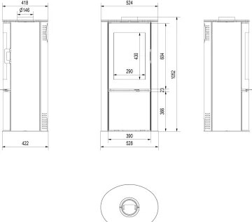 Kratki KOZA/AB/S/DR - Acél kandalló 8kW 150mm