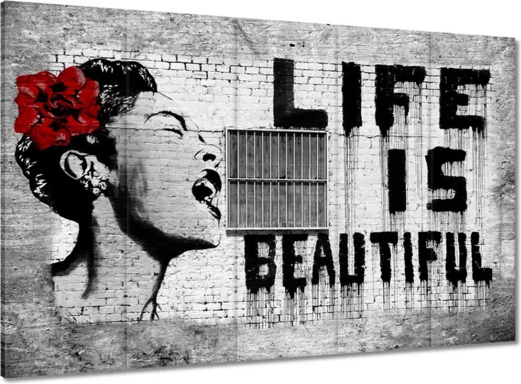 Festmények 100x70 Banksy Life is Beautiful