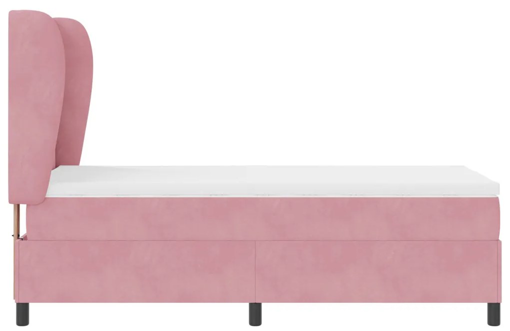 Boxspring Ágy Mattal Rózsaszín 90x190 cm Bársony