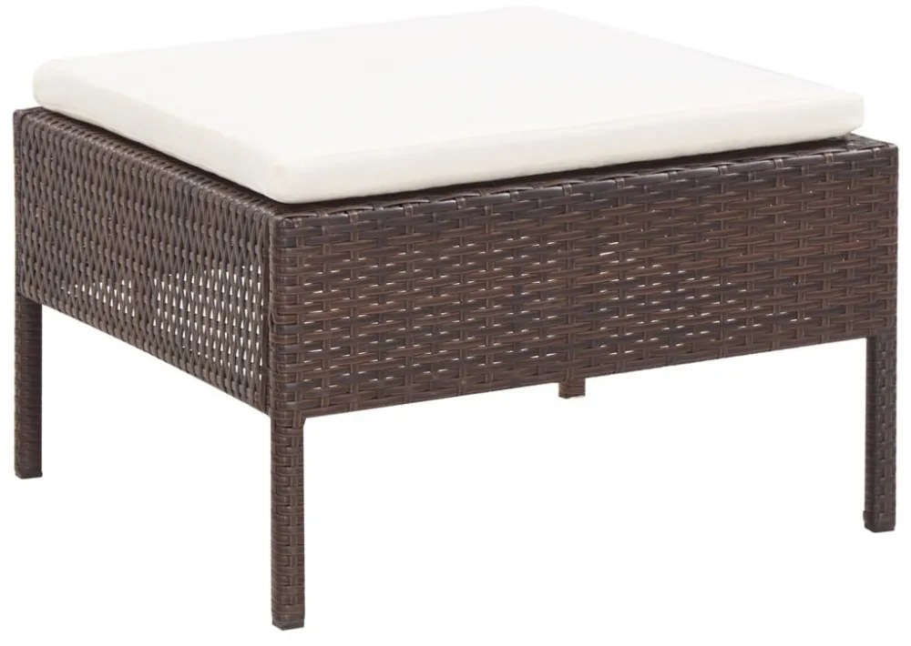 3-részes barna polyrattan kerti ülőgarnitúra párnákkal
