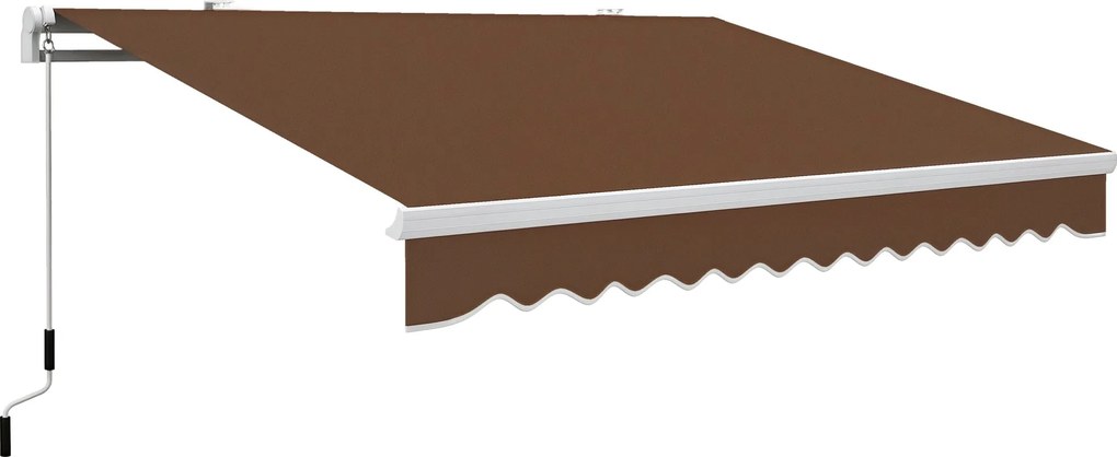 Outsunny 4x2.5m Retró Karos Napernyő, Kültéri Kurblis Napernyő Alumínium és 280g/m² Poliészterból, UV Védelemmel, Kerthez, Erkélyhez és Teraszhoz, Káv