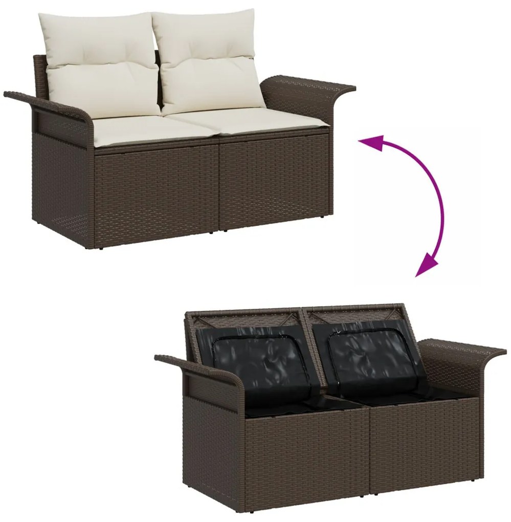 Kerti Kanapé Szett párnával tárolóval 5 pcs Barna Poli rattan