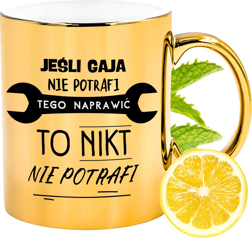 Prémium Arany Csillogó Bögre Gaia Ajándék Nyomtatott Fotóval